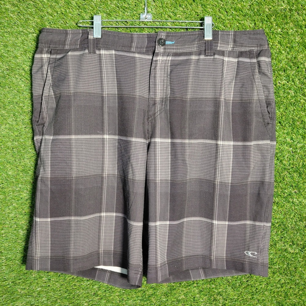 O'Neill‎ Mens Plaid Shorts Size 38 Gray Casual Golf Walking